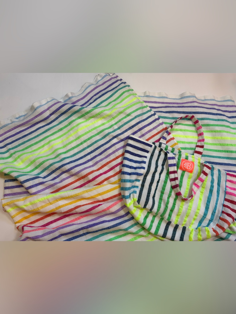 Las Bayadas Rainbow Stripe Towel Blanket + Tote Bag Set | Made in Mexico - Picture 2 of 7